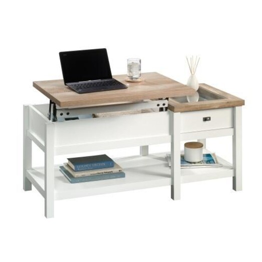 Picture of Cottage Road Lift Top Coffee Table - Soft White / Lintel Oak