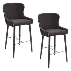 Picture of Court Set of 2 Upholstered Swivel Bar Stools Cotton Black Levede