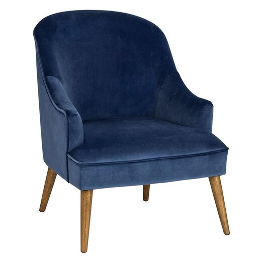 Picture of Coventry Velvet Armchair Wood Navy/Brown Society Home