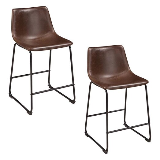 Picture of Crawford Bar Stool (Set of 2) Faux Leather Brown Jasper Home Living