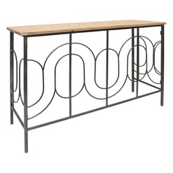 Picture of Crescent Decorative Base Console Table in Timber/Black by Artisan Homewares