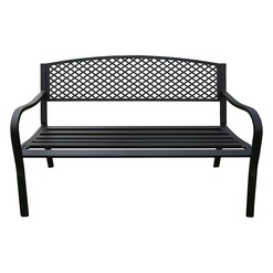 Picture of Criss Cross Steel & Cast Iron Outdoor Bench Black Hartman