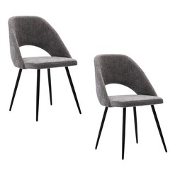 Picture of Cristobal Set of 2 Upholstered Dining Chairs Polyester Light Grey Emporium Oggetti