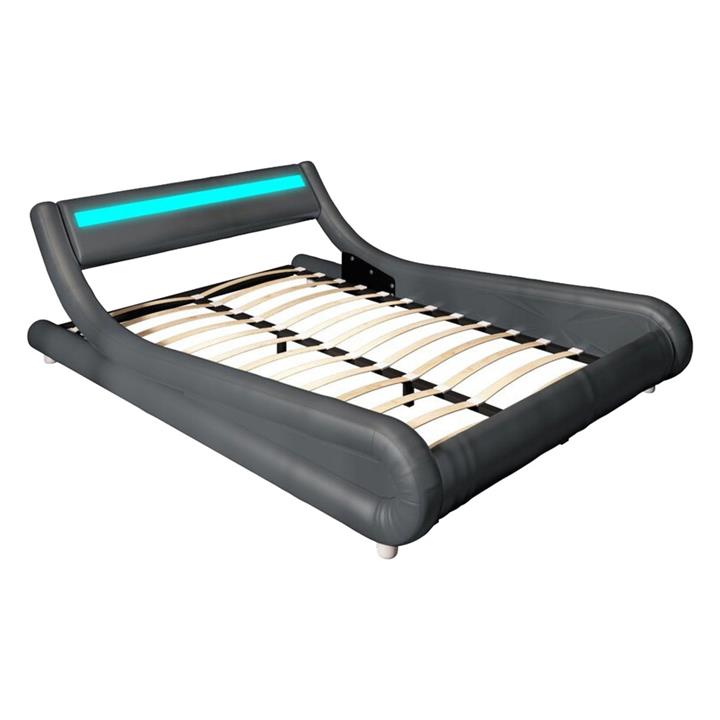 Picture of Cristoff Faux Leather Bed with LED Light Polyurethane Grey HEQS