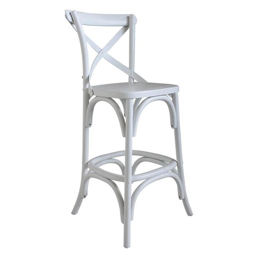 Picture of Cross Back Oak Bar Stool in White by Homeflex