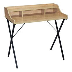Picture of Cross-Leg Writing Desk with Hutch Chipboard Black/Natural U.S Designs