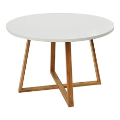 Picture of Crossed Base Round Coffee/Side Table MDF White/Natural Dreamo Living