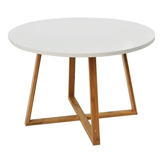 Picture of Crossed Base Round Coffee/Side Table MDF White/Natural Dreamo Living Picture of Crossed Base Round Coffee/Side Table MDF White/Natural Dreamo Living