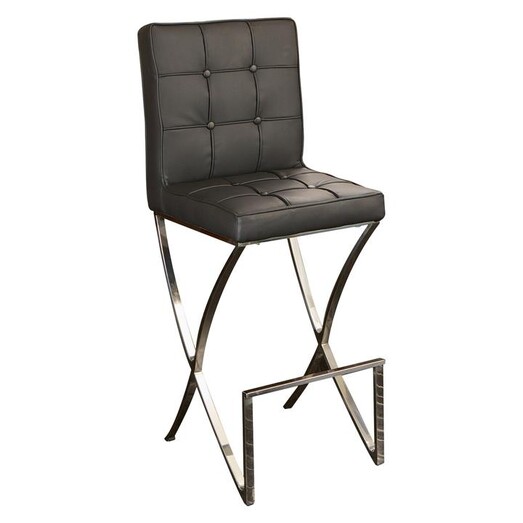 Picture of Crusa Bar Stool, Black Leather SkyBlue Picture of Crusa Bar Stool, Black Leather SkyBlue