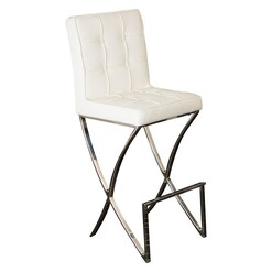 Picture of Crusa Bar Stool, White Leather SkyBlue