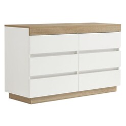 Picture of Cuppa Chest of 6 Drawers Wood Light Oak/White E-living