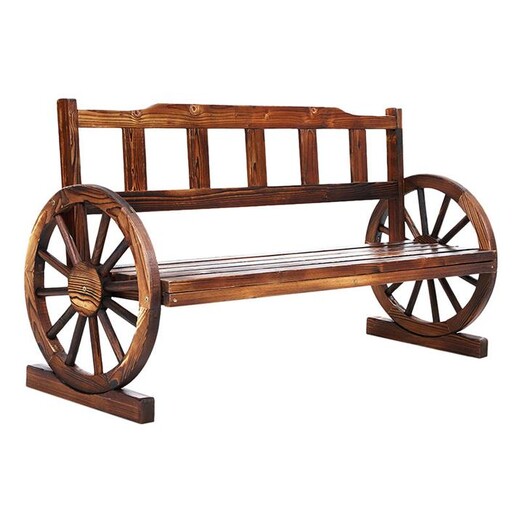 Picture of Damana 3 Seater Wagon Wheel Bench Wood Brown Frisse Outdoors Picture of Damana 3 Seater Wagon Wheel Bench Wood Brown Frisse Outdoors
