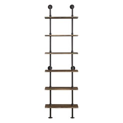 Picture of Danna 6-Tier Piped Ladder Shelf MDF Brown IHOMDEC