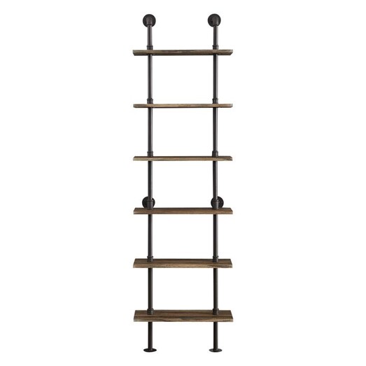 Picture of Danna 6-Tier Piped Ladder Shelf MDF Brown IHOMDEC