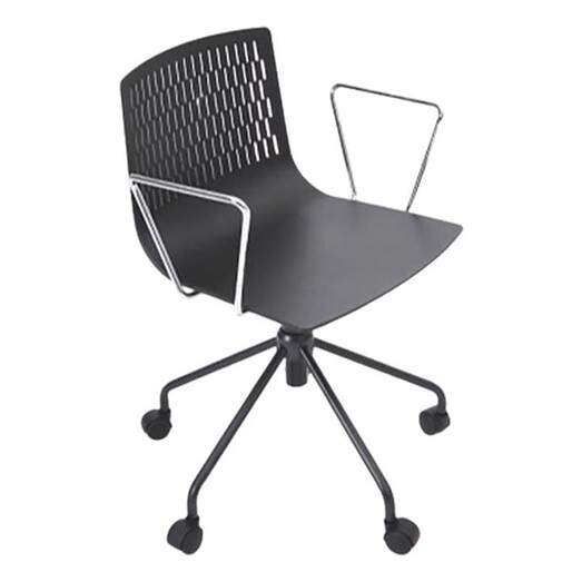 Picture of Dash Swivel Office Armchair Steel Black/Chrome/White Diami