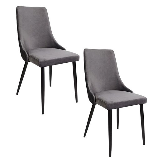 Picture of Davina Set of 2 Velvet Dining Chairs in Grey by Bay Road Designs