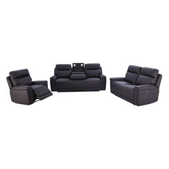 Picture of Declan 3-Piece Suede 2 & 3 Seater Sofa & Recliner Set in Charcoal by Rothbury Home