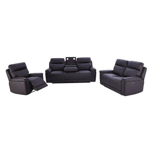 Picture of Declan 3-Piece Suede 2 & 3 Seater Sofa & Recliner Set in Charcoal by Rothbury Home