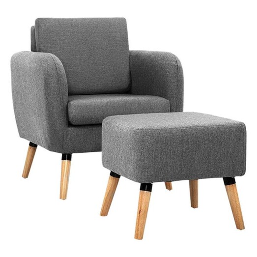 Picture of Dellucci Armchair with Ottoman Polyester Grey Resort Living Picture of Dellucci Armchair with Ottoman Polyester Grey Resort Living