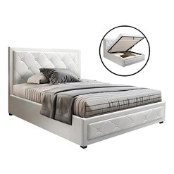 Picture of Derrida Storage Bed Faux Leather White Resort Living