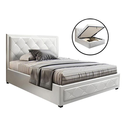 Picture of Derrida Storage Bed Faux Leather White Resort Living