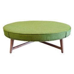 Picture of Dianne Linen Ottoman in Green by Searles Homewares