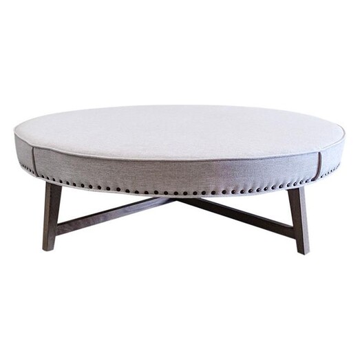 Picture of Dianne Linen Ottoman in Sand by Searles Homewares