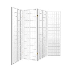 Picture of Dinan Room Divider, 4 Panel, White Wood Resort Living