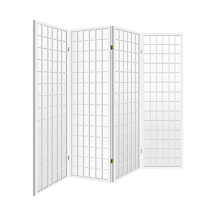 Picture of Dinan Room Divider, 4 Panel, White Wood Resort Living