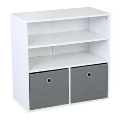 Picture of Display Cabinet with 2 Fabric Drawers Chipboard White/Grey U.S Designs