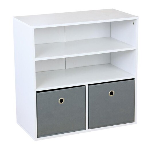 Picture of Display Cabinet with 2 Fabric Drawers Chipboard White/Grey U.S Designs