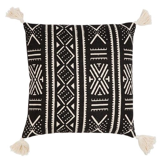 Picture of Diya Tribal Tasselled Cushion in Black by Fab Habitat Picture of Diya Tribal Tasselled Cushion in Black by Fab Habitat