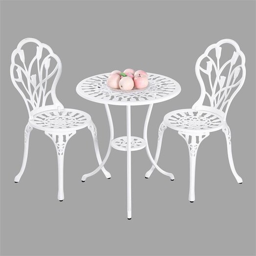 Picture of Dominique 3-Piece Outdoor Setting in White by Channel Enterprises Picture of Dominique 3-Piece Outdoor Setting in White by Channel Enterprises