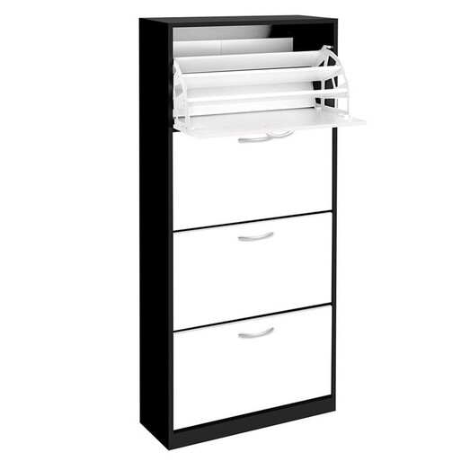 Picture of Donnybrook Shoe Cabinet, 4 Doors MDF White/Black Resort Living