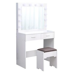 Picture of Dreamo Dressing Table & Stool Set with LED Mirror in White by Dreamo Living