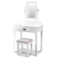 Picture of Dressing Table Stool Set Makeup Mirror Jewellery Cabinet Drawer Organizer