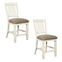 Picture of Duke Bar Stool (Set of 2) Wood White/Brown Jasper Home Living