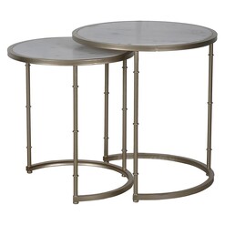 Picture of Eclipse Marble Side Table (Set of 2) Metal White/Brass Phil Bee Interiors