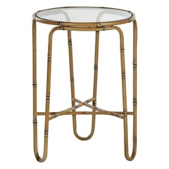Picture of Edele Glass Top Side Table Metal Neutrals Amalfi