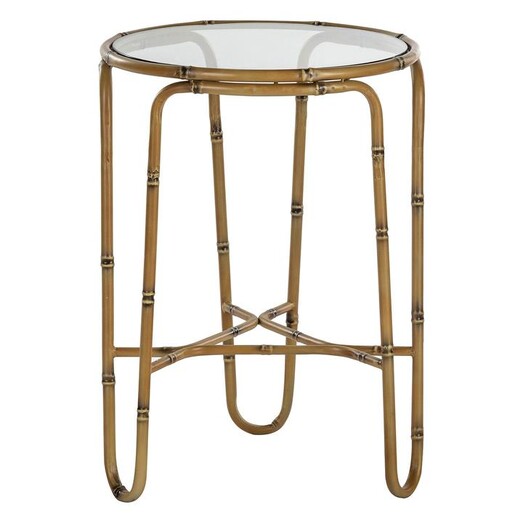 Picture of Edele Glass Top Side Table Metal Neutrals Amalfi