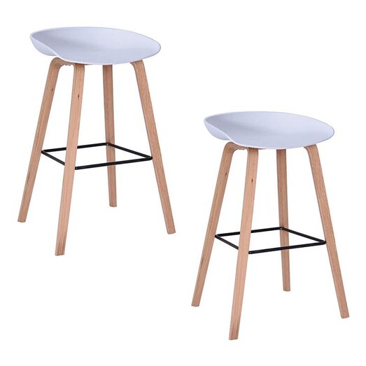 Picture of Ediz White Bar Stool, 65cm (Set of 2) Plastic White/Natural Icon Studio Picture of Ediz White Bar Stool, 65cm (Set of 2) Plastic White/Natural Icon Studio