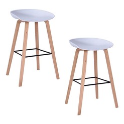 Picture of Ediz White Bar Stool, 75cm (Set of 2) Plastic White/Natural Icon Studio