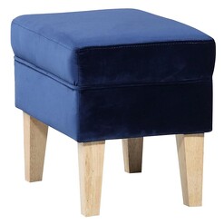 Picture of Elisa Velvet & Timber Ottoman Navy Blue Dover Mason