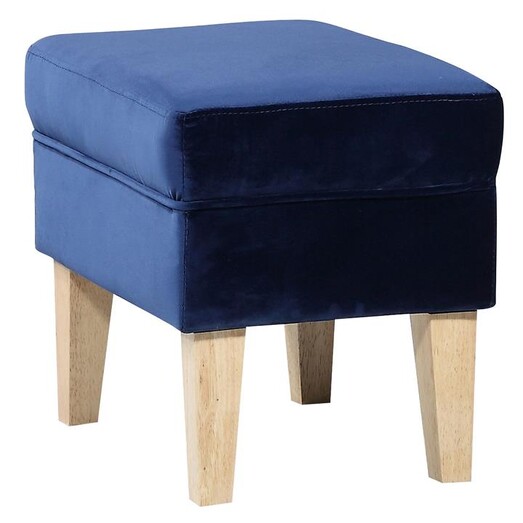 Picture of Elisa Velvet & Timber Ottoman Navy Blue Dover Mason Picture of Elisa Velvet & Timber Ottoman Navy Blue Dover Mason