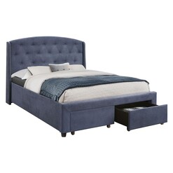 Picture of Eliza Storage Queen Bed Fabric Blue Rothbury Home