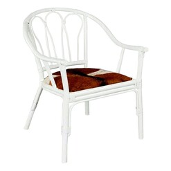 Picture of Elsie Hide Armchair Bamboo White/Brown Whiskey Boyd Design
