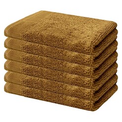 Picture of Elvire Set of 6 Cotton Face Washers Size 600GSM in Dark Brown by Bambury