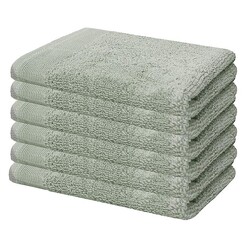 Picture of Elvire Set of 6 Cotton Face Washers Size 600GSM in Sage by Bambury