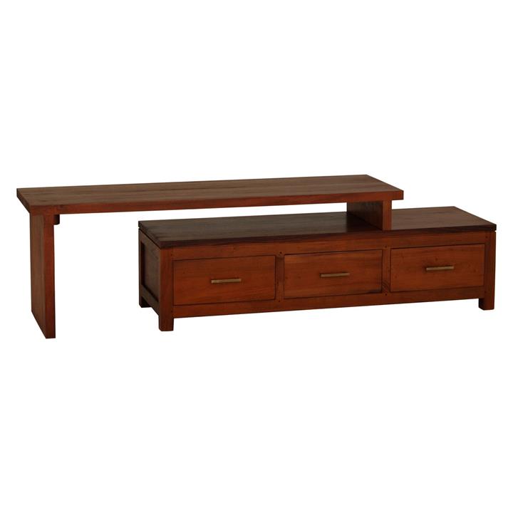 Picture of Elysee Extendable Timber Entertainment Unit, Pecan Mahogany Light Pecan Kayu Estate