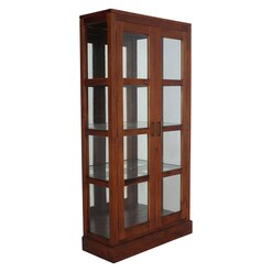 Picture of Elysee Mirrored Timber Display Cabinet, Pecan Mahogany Light Pecan Kayu Estate
